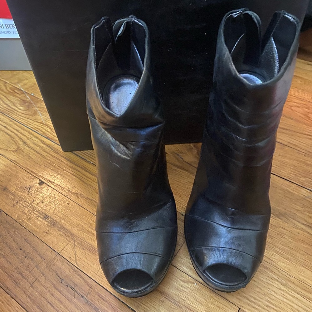 Black peep toe booties